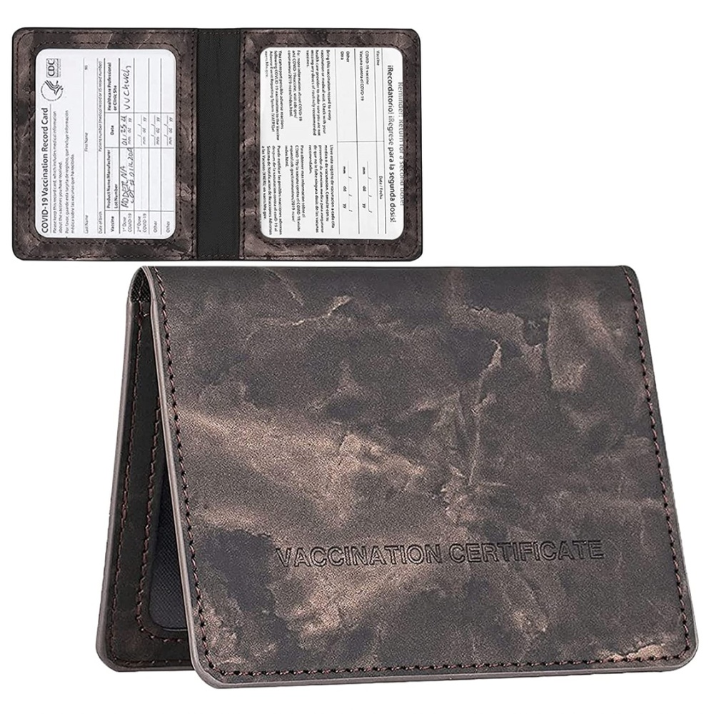 NEW Vaccination Card Protector PU Leather Marble Pattern Vaccine  4 x 3 inches